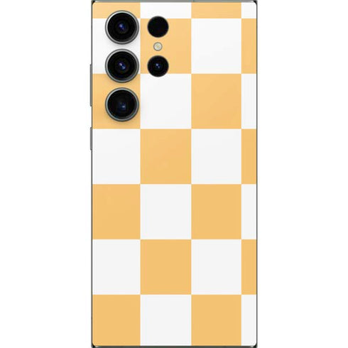 Yellow and White Checkerboard Galaxy S25 Ultra Skin